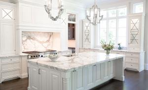 A large selection of Calacatta Extra white marble required expertise, strength and a team collaboration